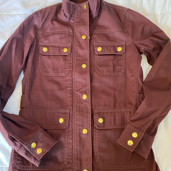 J.Crew Factory Relaxed Boyfriend Field Jacket, Maroon, SZ XXS - Picture 2 of 4